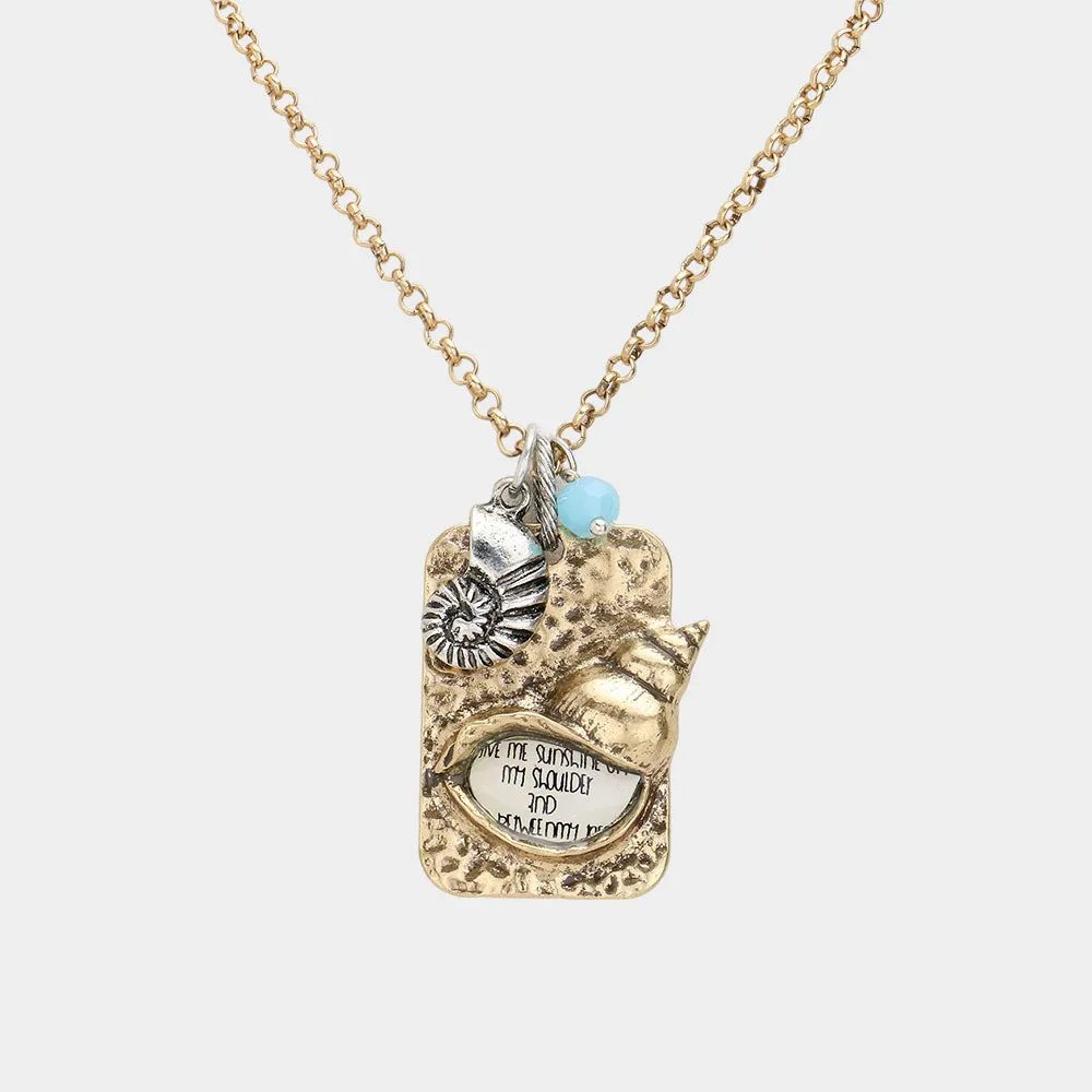 iLLASPARKZ Hammered Metal Shell Charm Pendant Necklace