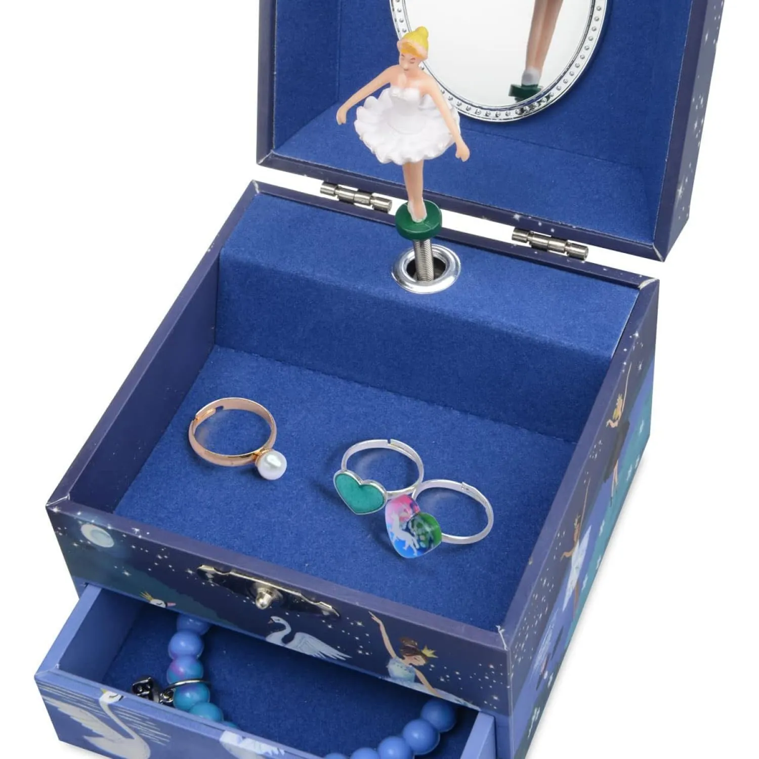 Jewelry box with music and spinning ballerina with pull-out drawer