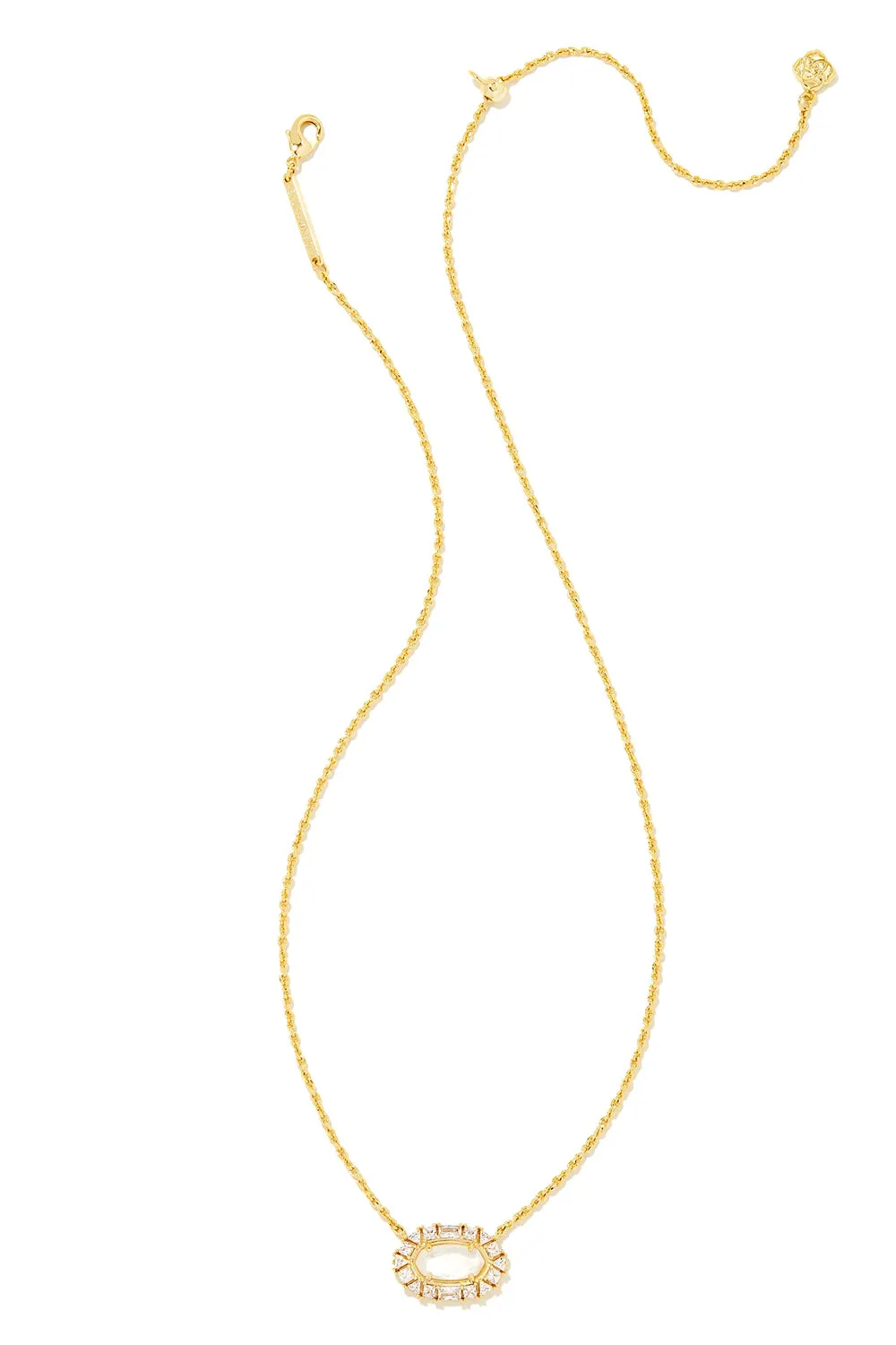 Kendra Scott: Elisa Gold Crystal Frame Short Pendant Necklace - Ivory Mother of Pearl