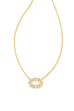 Kendra Scott: Elisa Gold Crystal Frame Short Pendant Necklace - Ivory Mother of Pearl