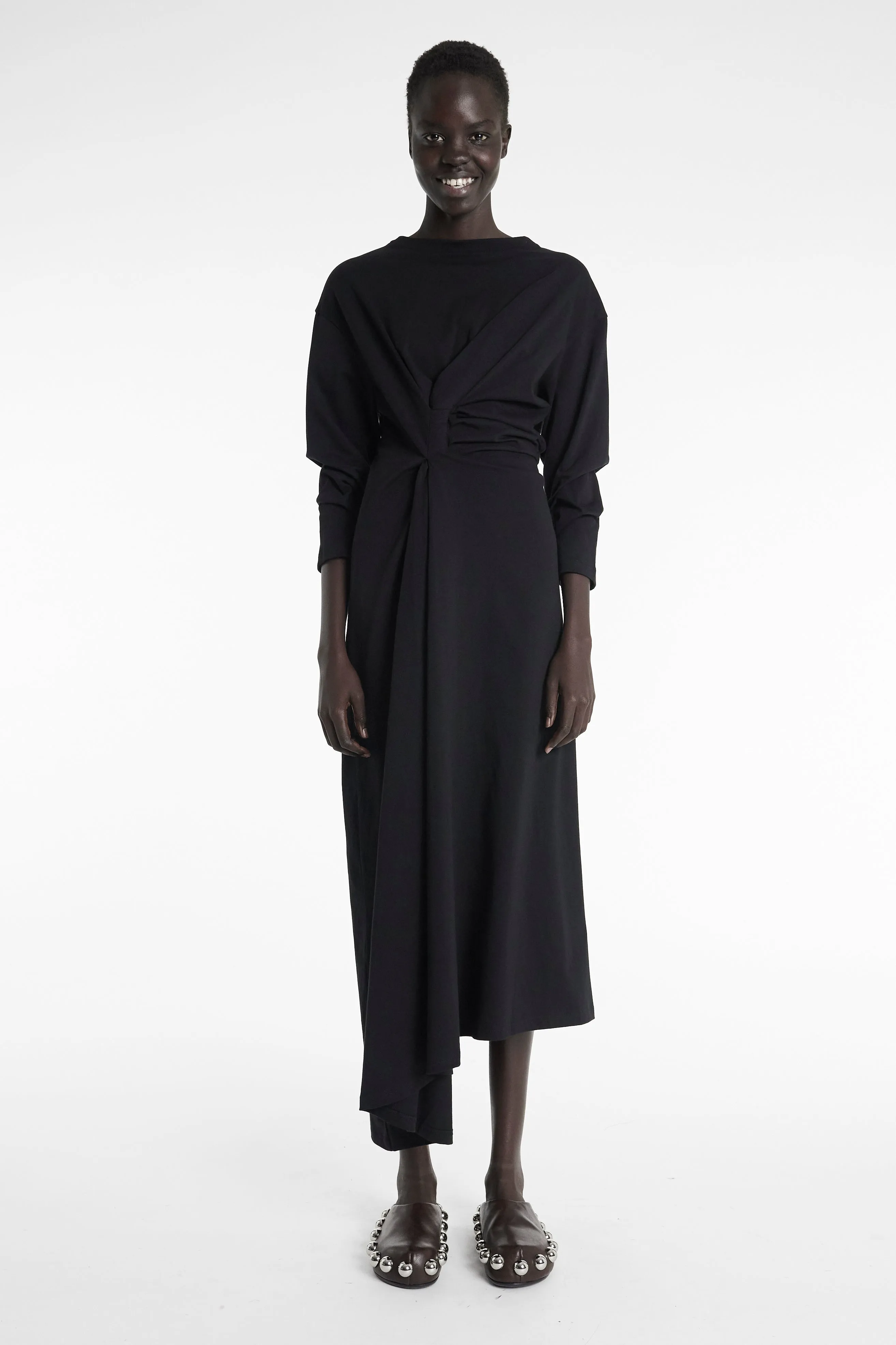 Knotted Jersey Dress Black