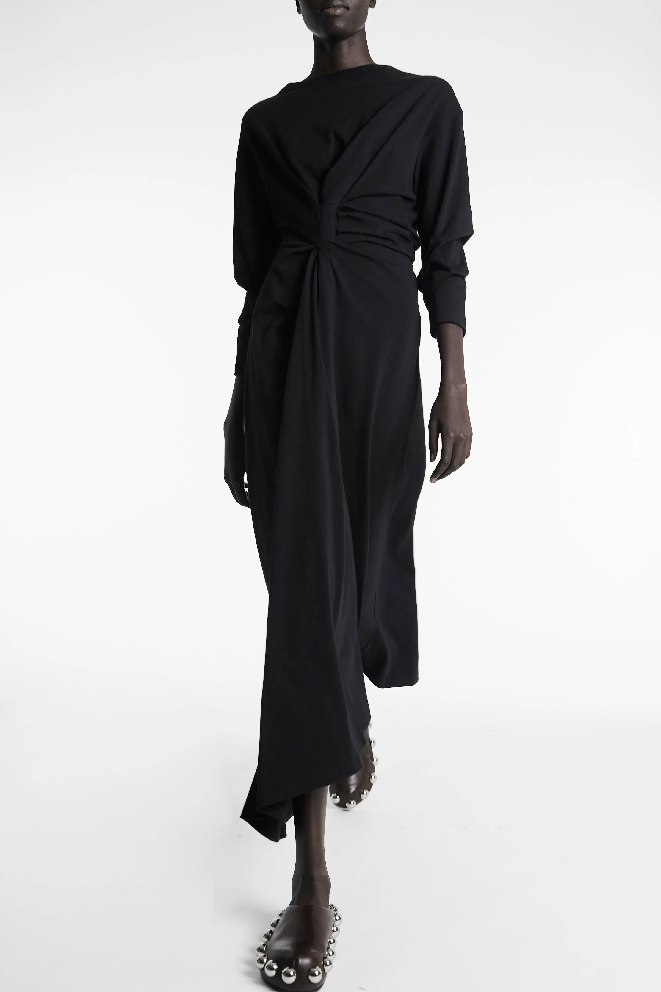 Knotted Jersey Dress Black