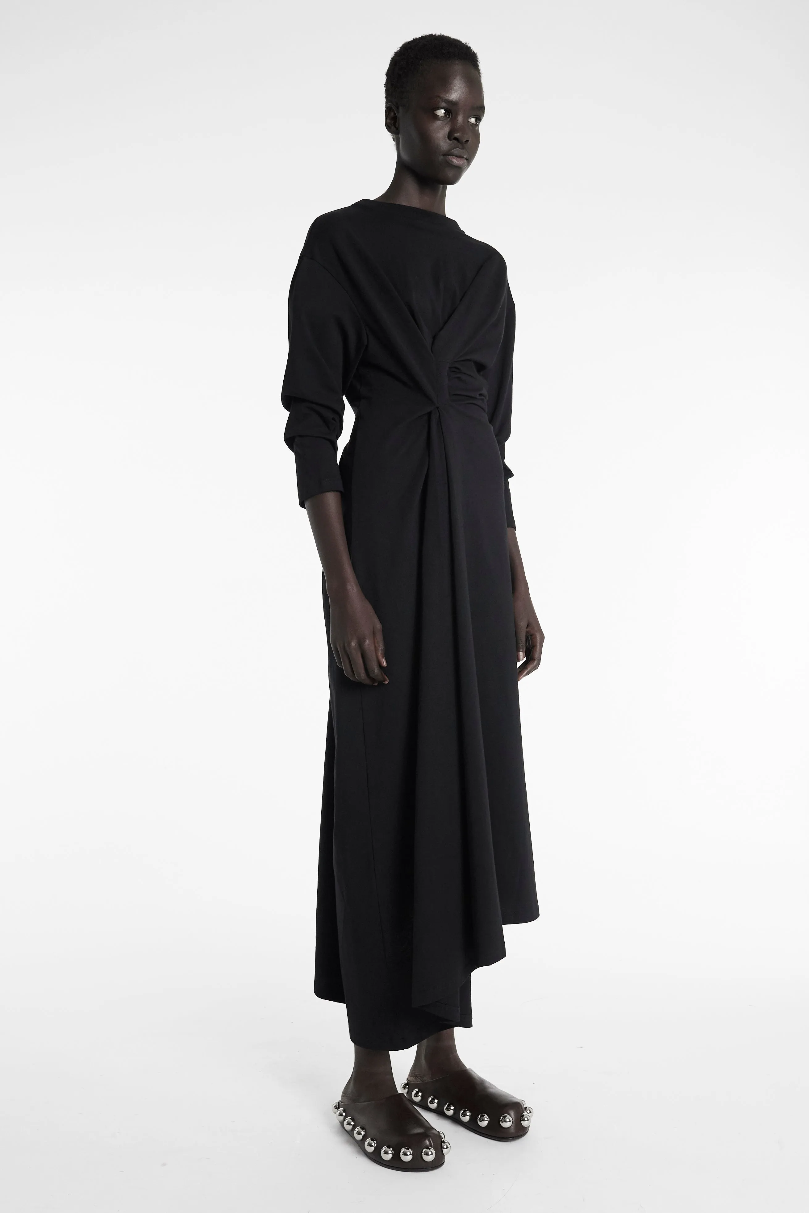 Knotted Jersey Dress Black