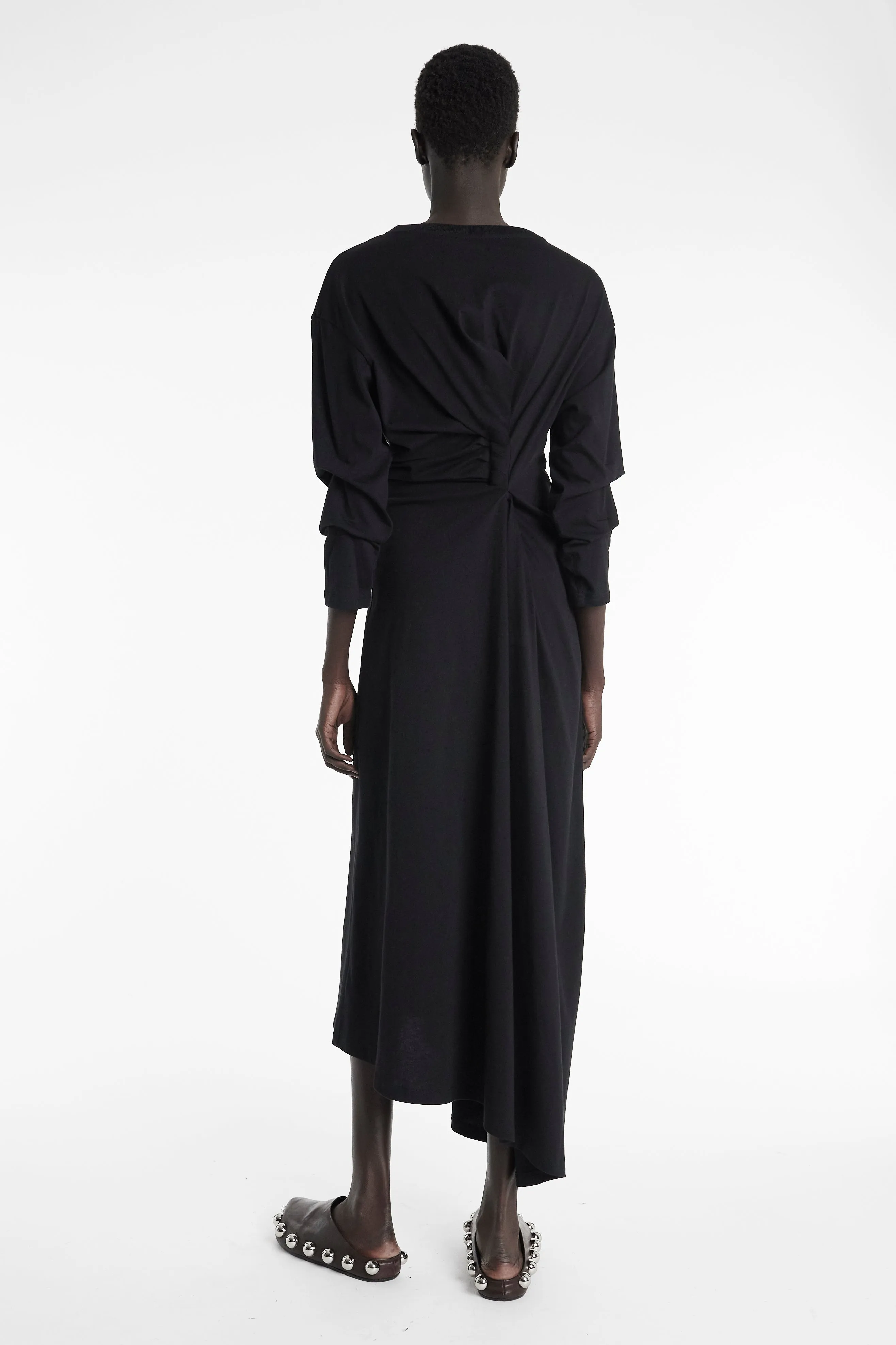 Knotted Jersey Dress Black