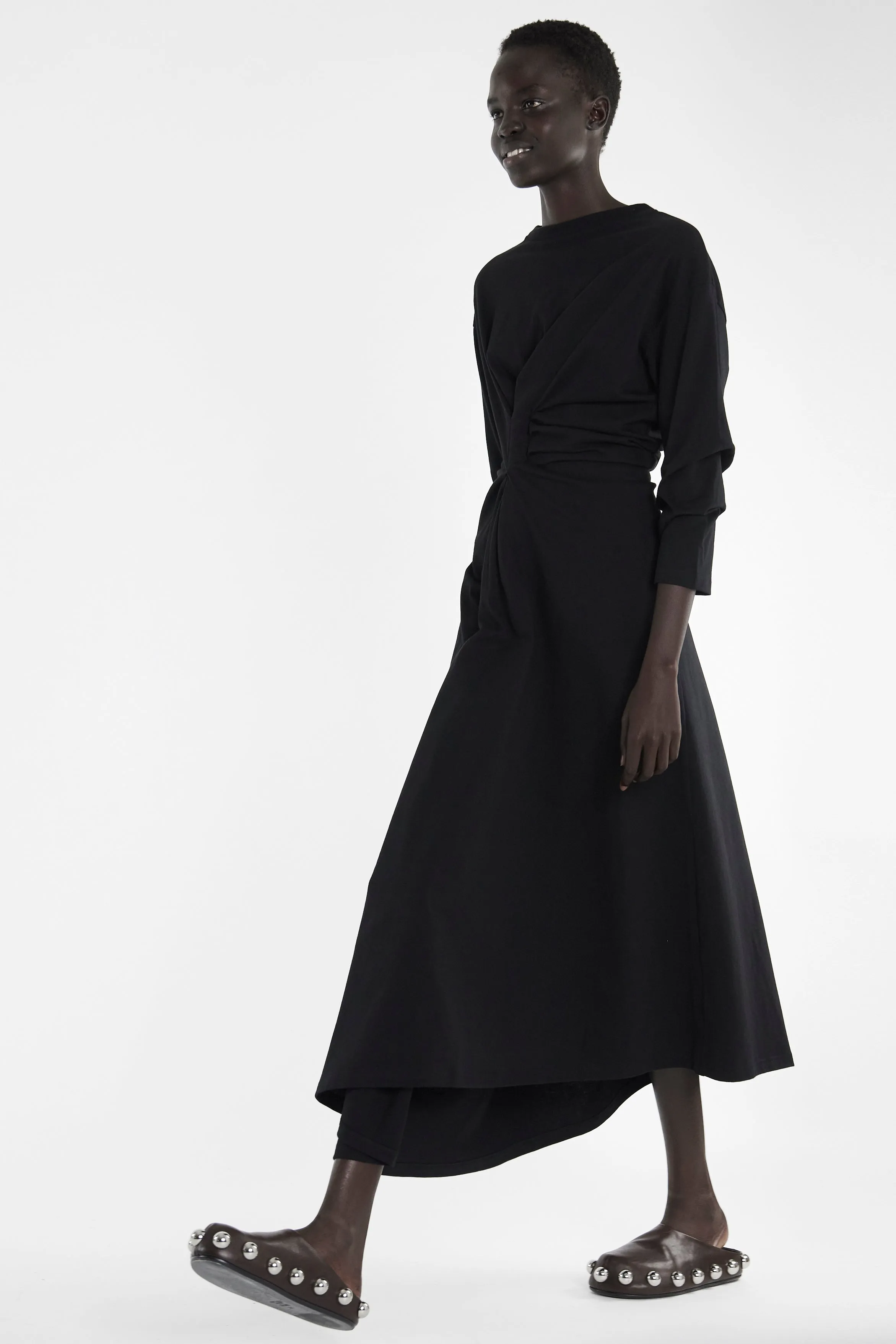 Knotted Jersey Dress Black