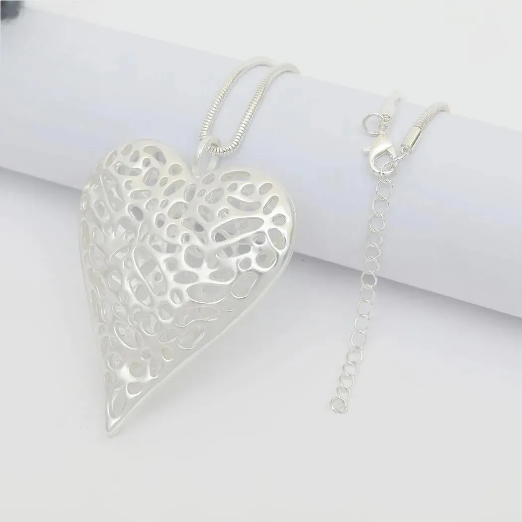 Korean Fashion Hollow Heart Long Pendants Chains Suspension Necklace