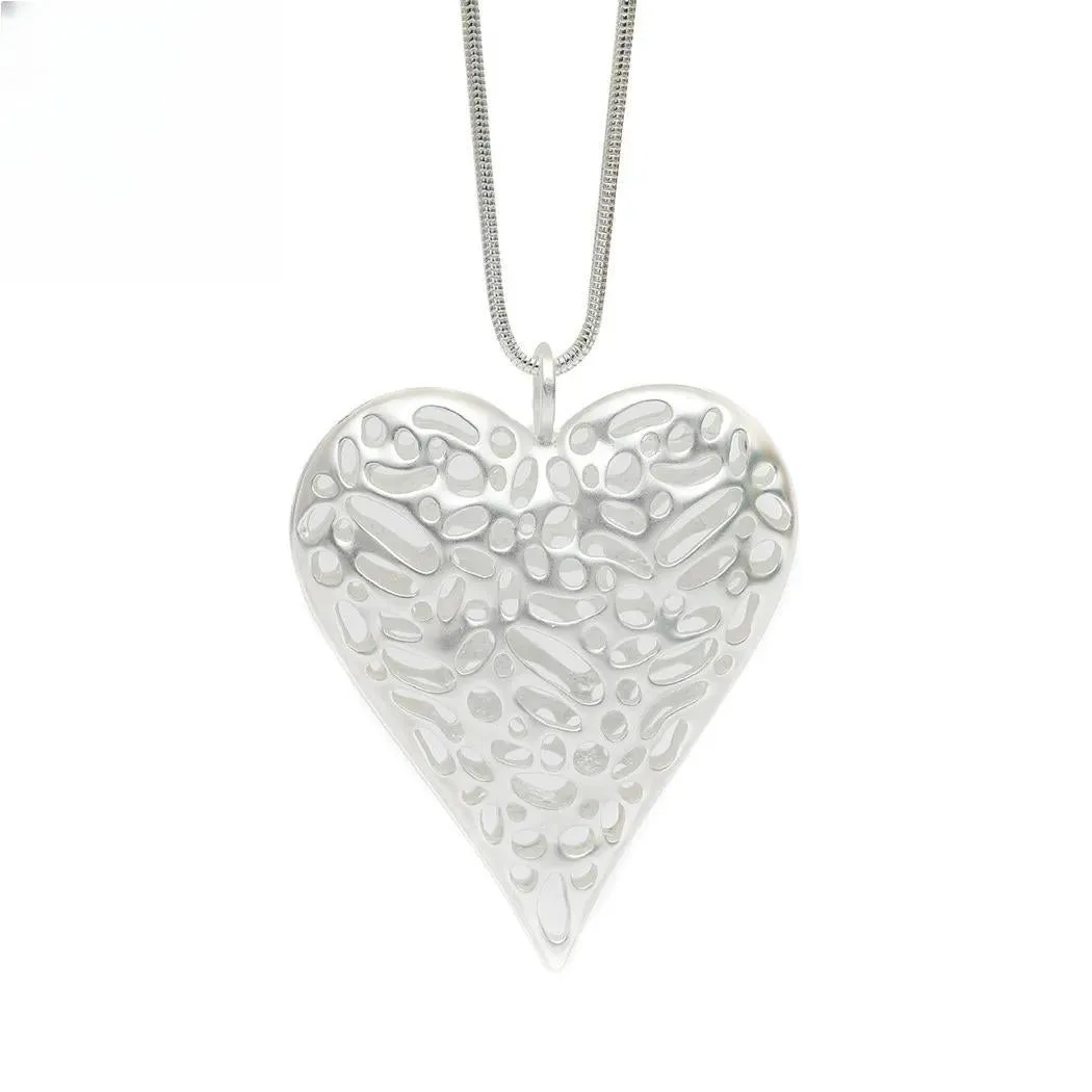 Korean Fashion Hollow Heart Long Pendants Chains Suspension Necklace
