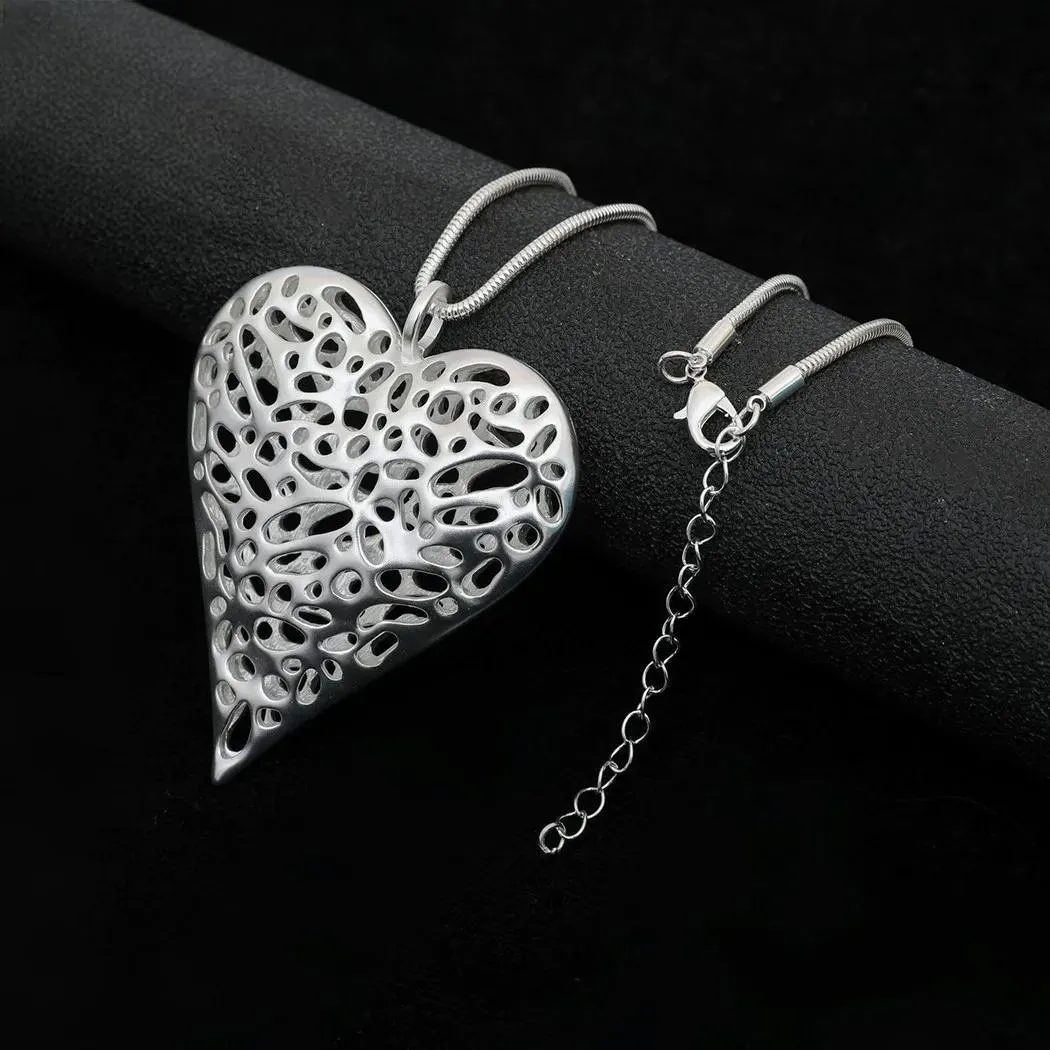 Korean Fashion Hollow Heart Long Pendants Chains Suspension Necklace