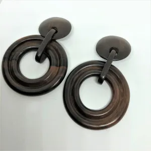 Large Laminated Wood Clip On Earrings