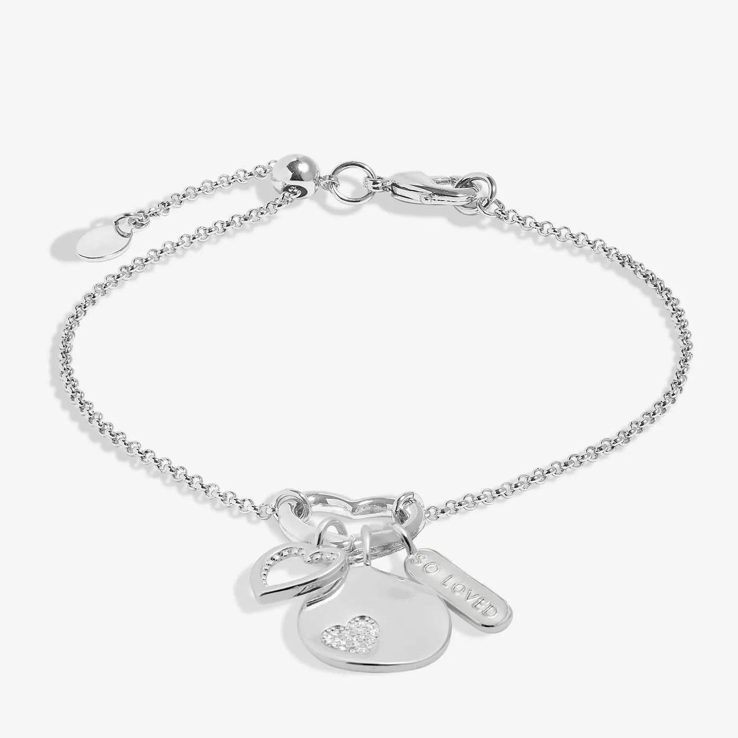 Little Links Heart Clasp So Loved Charms Silver Plated Bracelet 7541