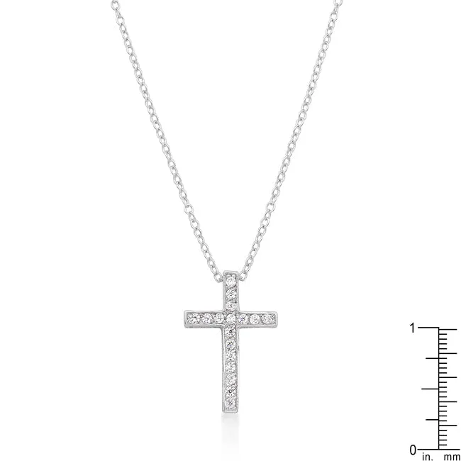 LOVCIA Radiant Rhodium Filigree Heart Cross Necklace
