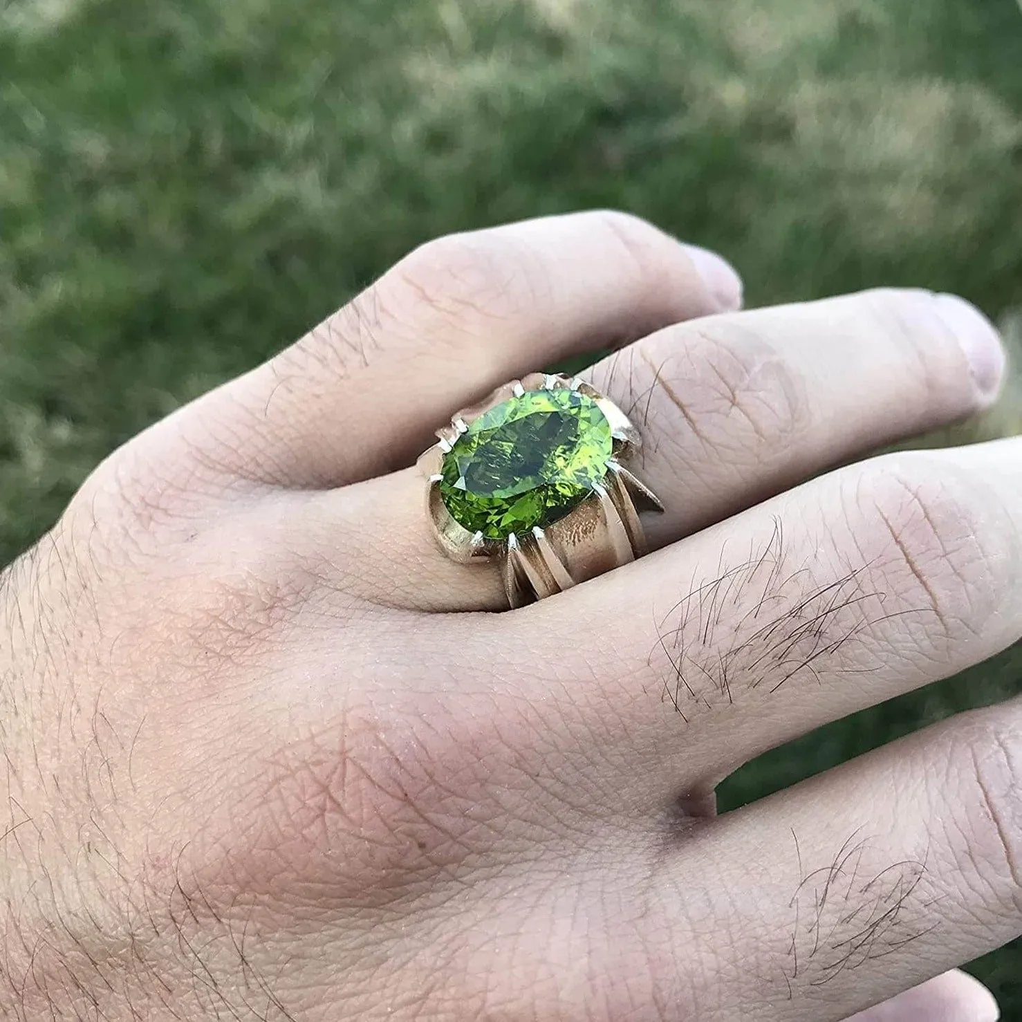 Majestic Green Brazilian Quartz Sterling Silver Ring