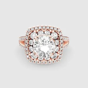 Majestic Halo Lab Grown Solitaire Diamond Ring-Round