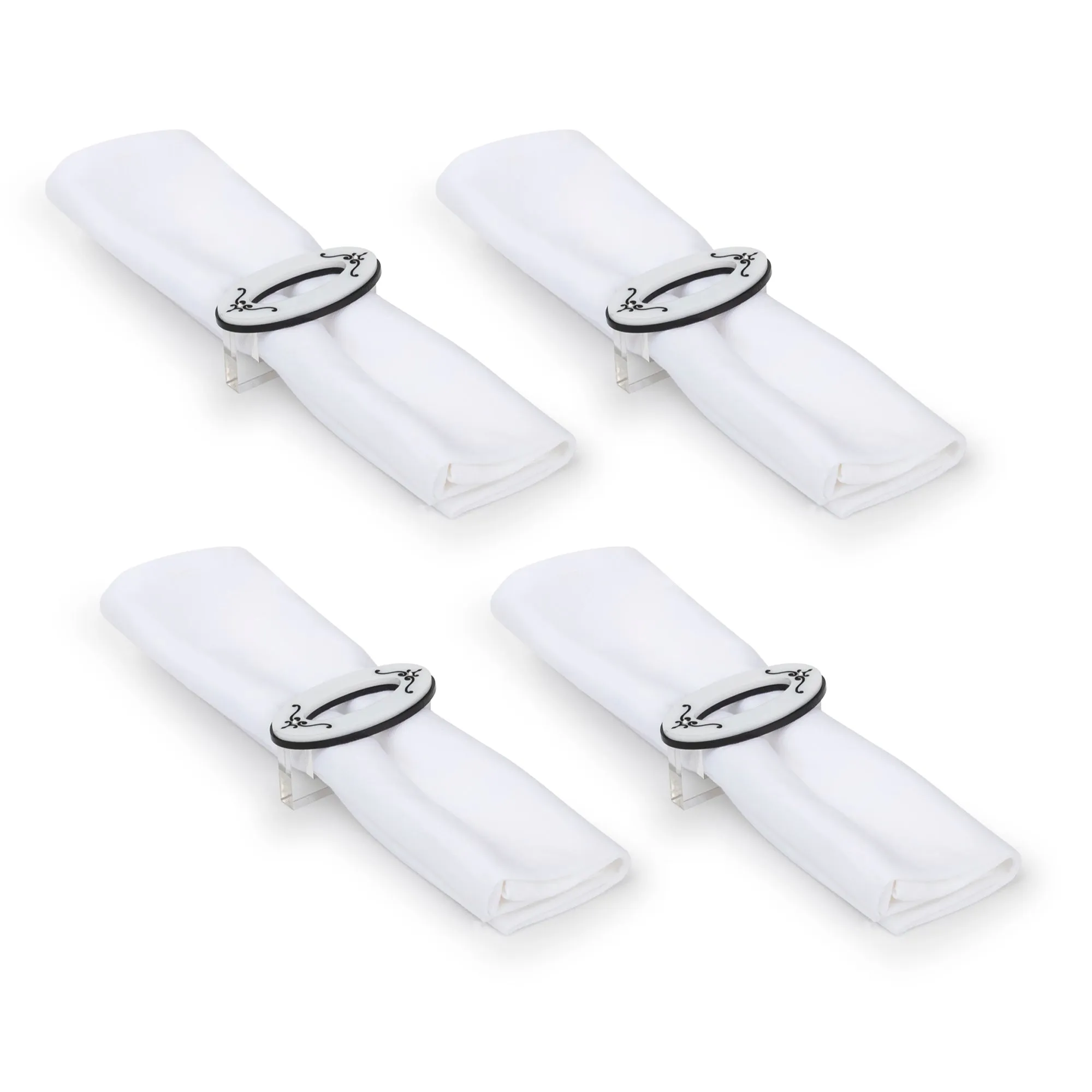 Majestic Napkin Ring Engraved GD/SL/BK W/Crystals (Pack of 4)