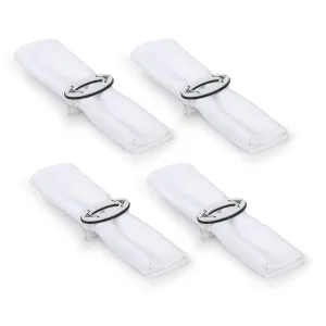 Majestic Napkin Ring Engraved GD/SL/BK W/Crystals (Pack of 4)