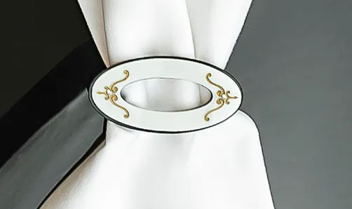 Majestic Napkin Ring Engraved GD/SL/BK W/Crystals (Pack of 4)