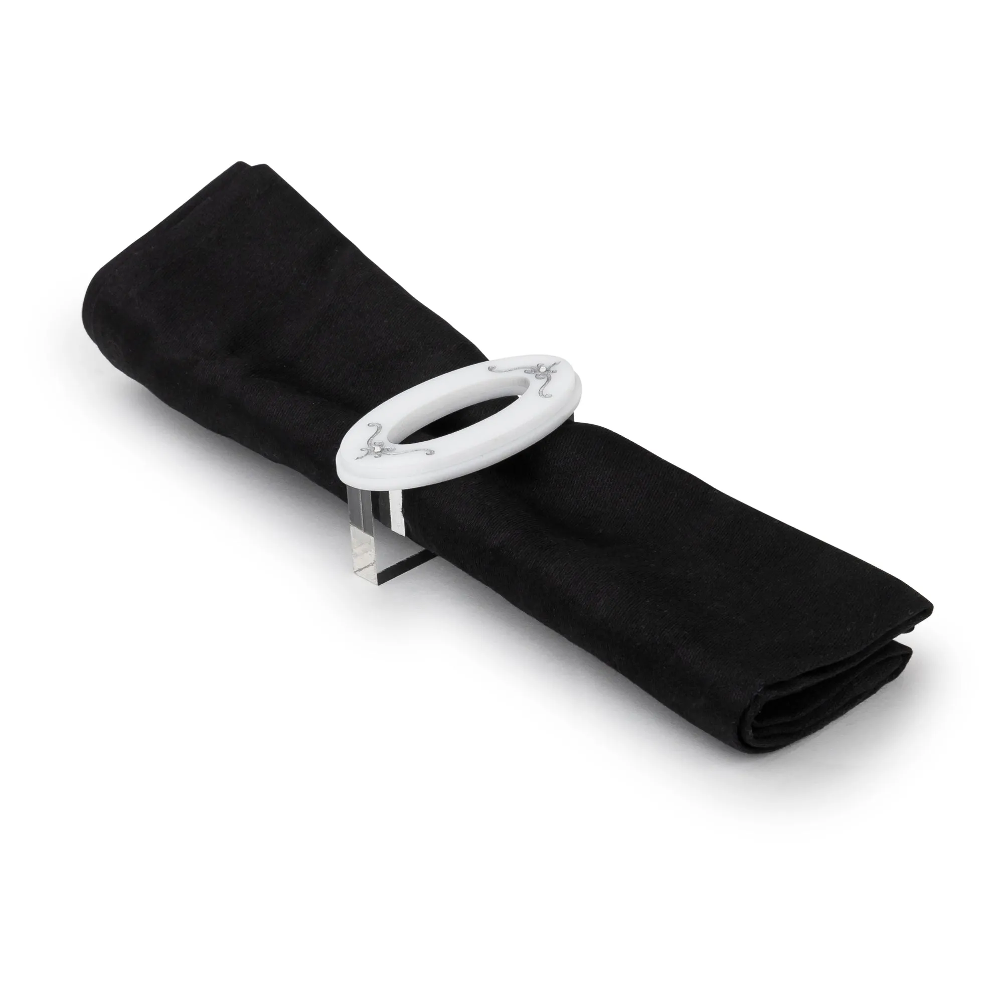 Majestic Napkin Ring Engraved GD/SL/BK W/Crystals (Pack of 4)