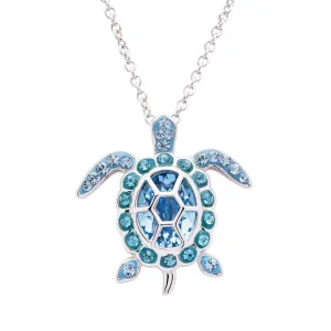 March Turtle Birthstone Pendant With Swarovski Crystals