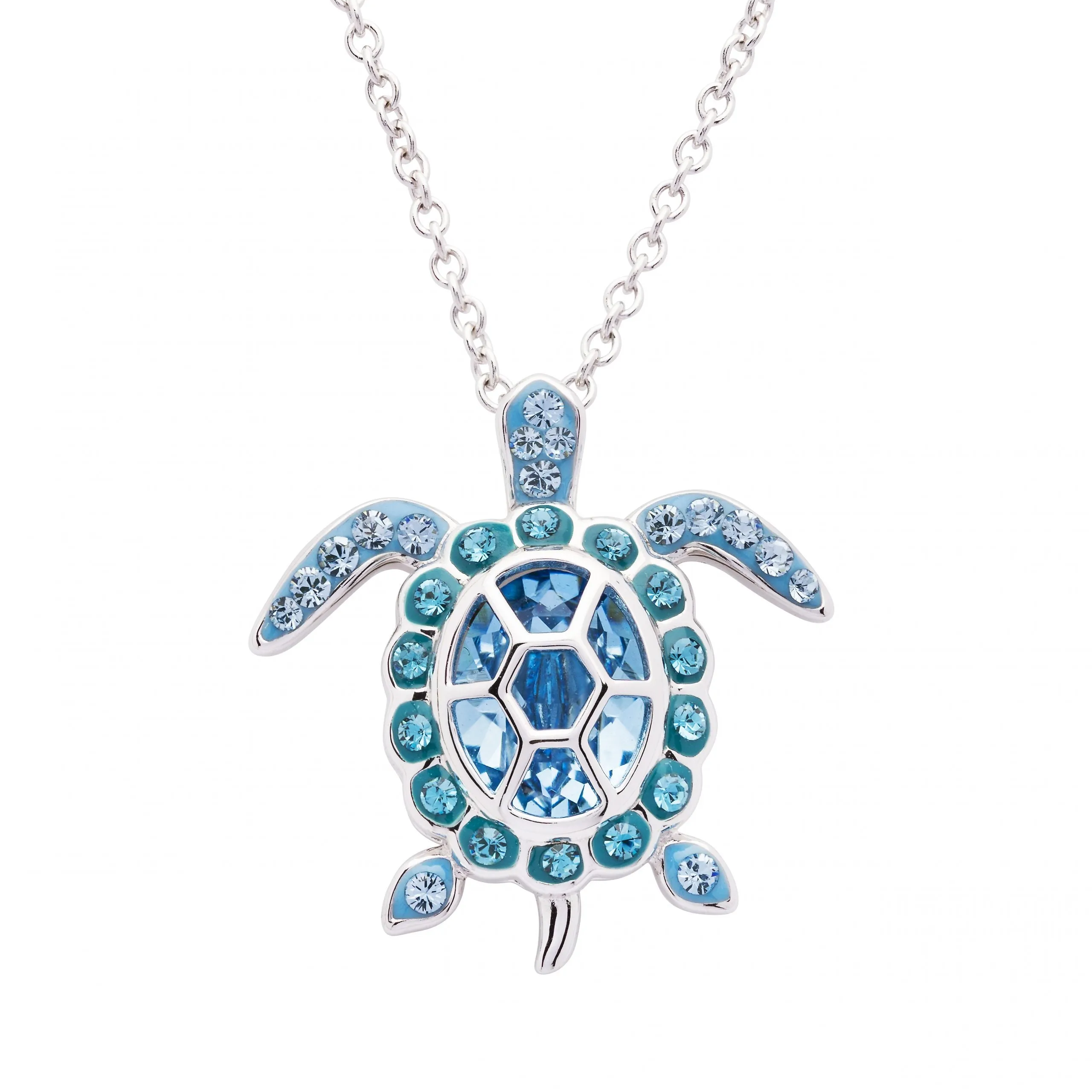 March Turtle Birthstone Pendant With Swarovski Crystals