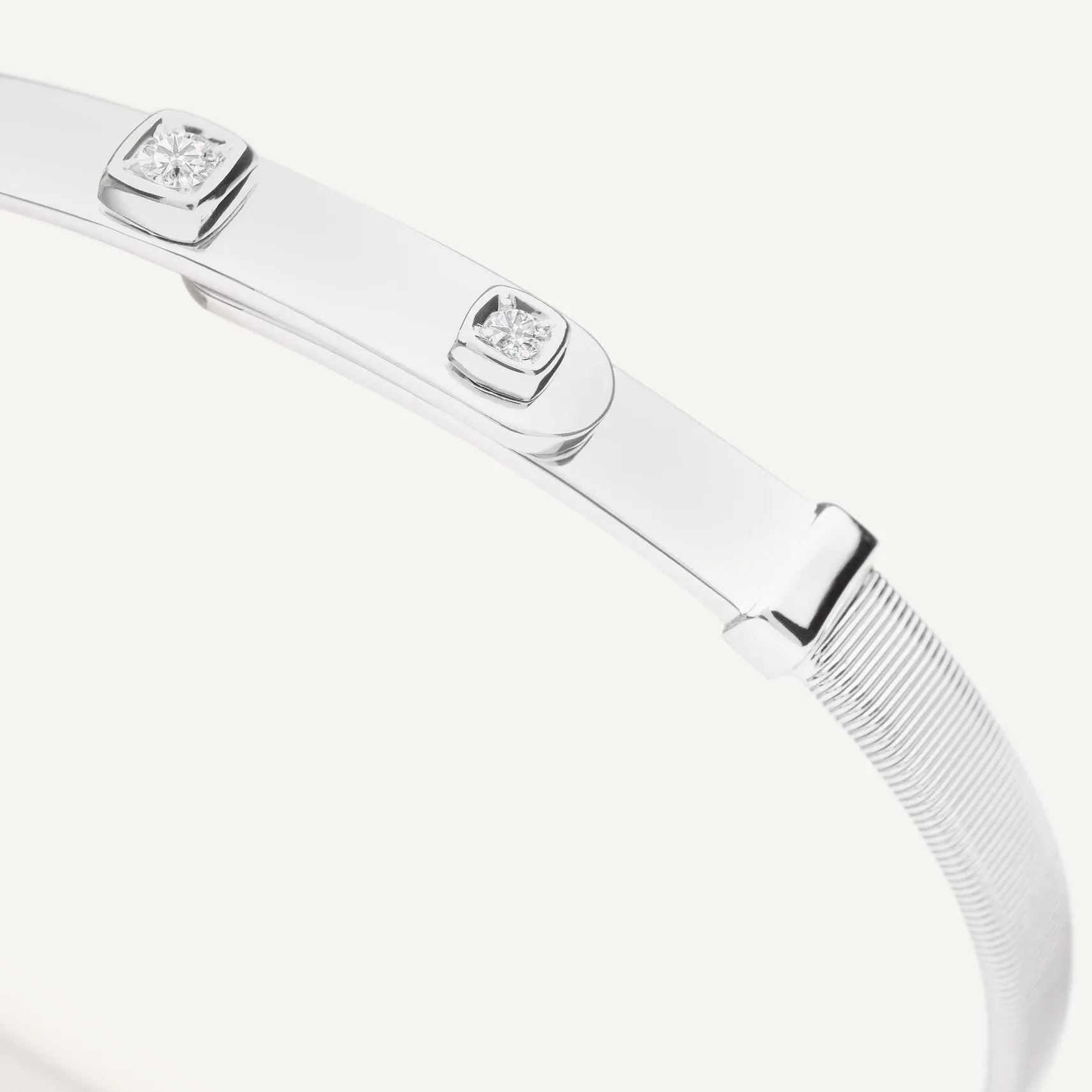Marco Bicego Masai 18k White Gold and Diamonds Thin Bangle Bracelet