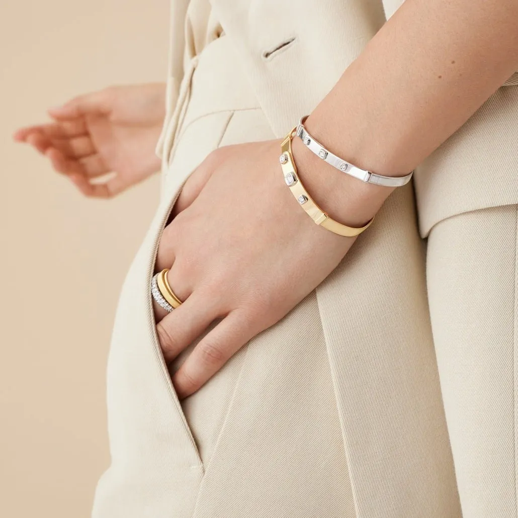 Marco Bicego Masai 18k White Gold and Diamonds Thin Bangle Bracelet