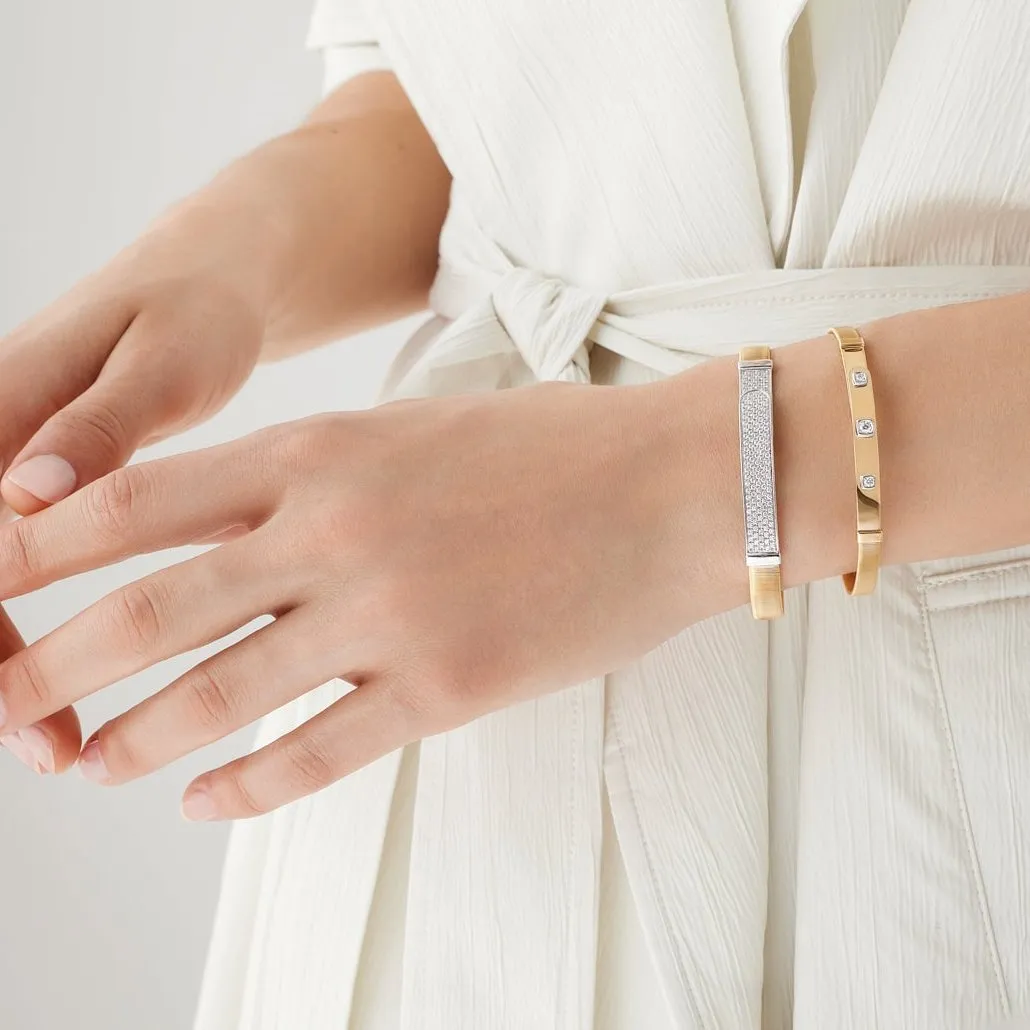 Marco Bicego Masai 18k White Gold and Diamonds Thin Bangle Bracelet