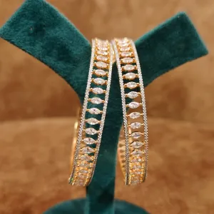 MARQUESE SHAPED AD STUDDED GOLD BANGLES