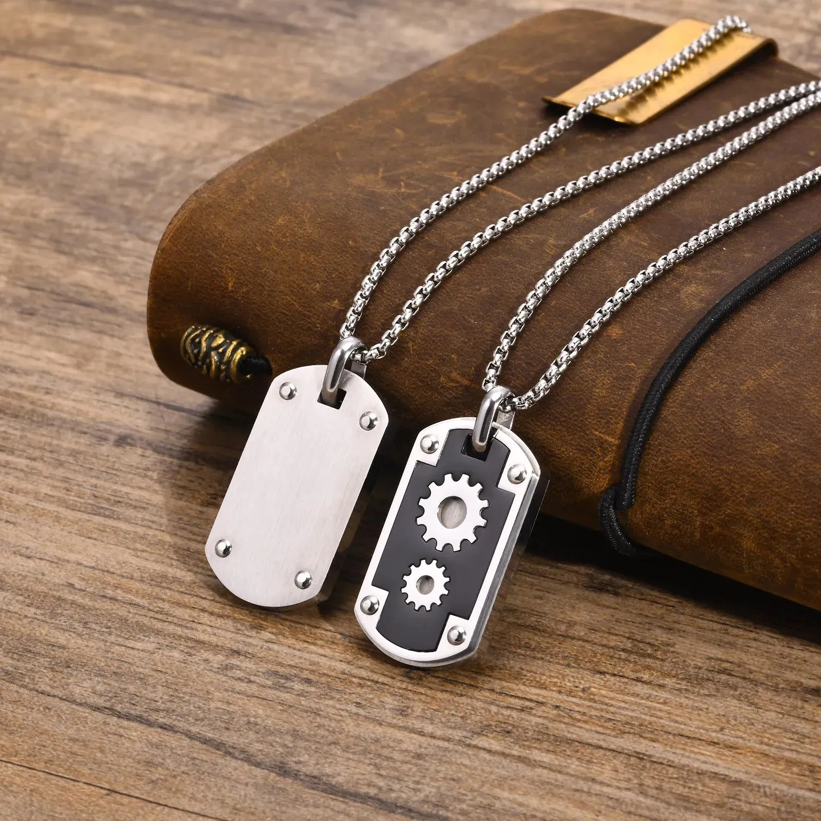 Mens Thick Dog Tag Necklaces Birthday Gifts