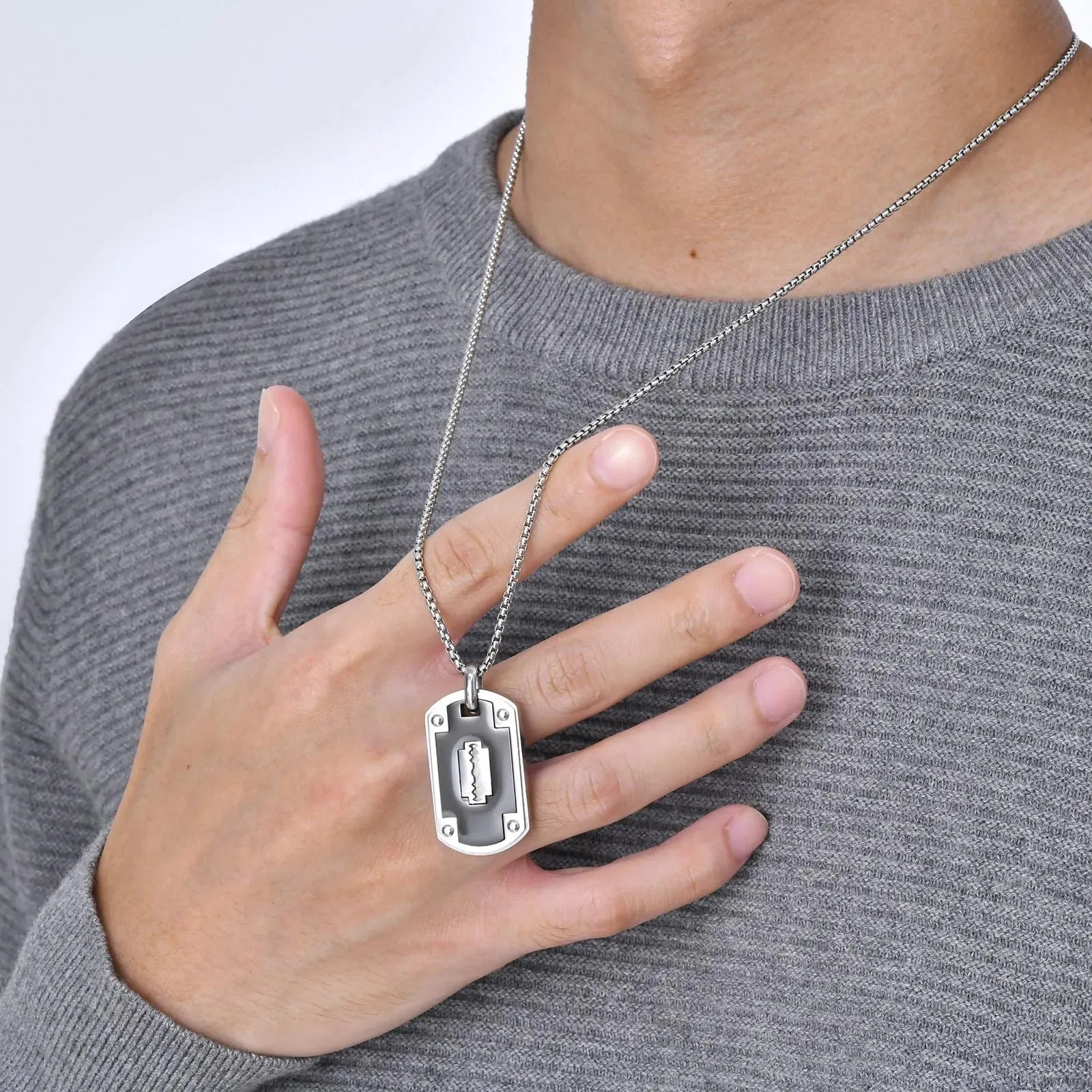 Mens Thick Dog Tag Necklaces Birthday Gifts