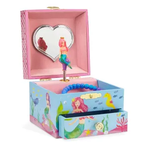 Mermaid music box jewelry box, underwater design with pull-out compartment