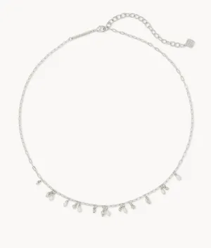 Mollie Silver Choker Necklace in White Pearl
