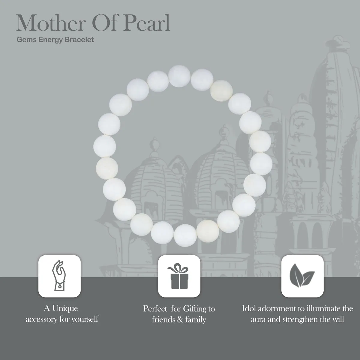 Mother Of Pearl Bracelet - 2.5 Inches | Gem Bracelet/ Stone Jewellery for Men & Women