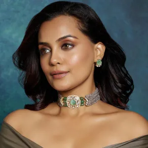 Multi Colour Beaded Polki choker Set - MRJBR23NS 14