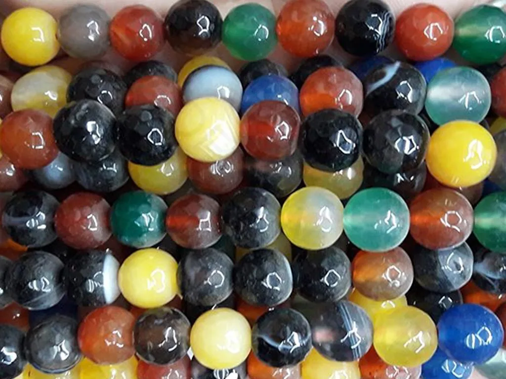 Multicolour 2 Circular Semi Precious Agate Stones