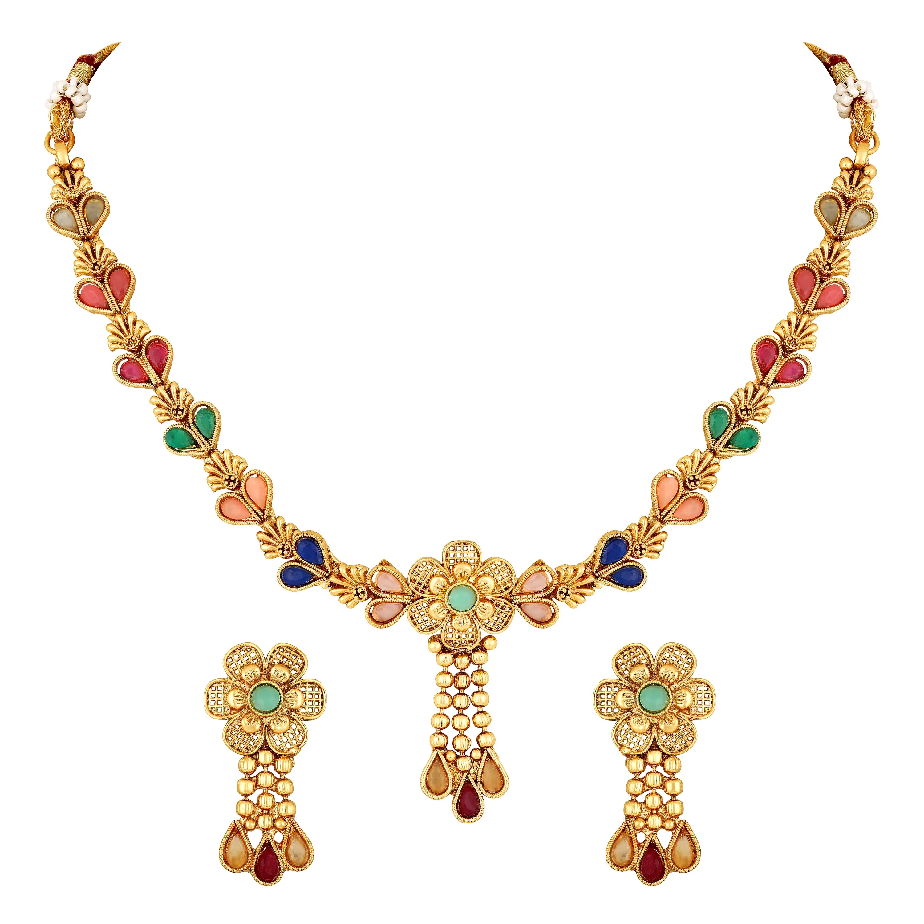 Multicolour Floral Necklace Set