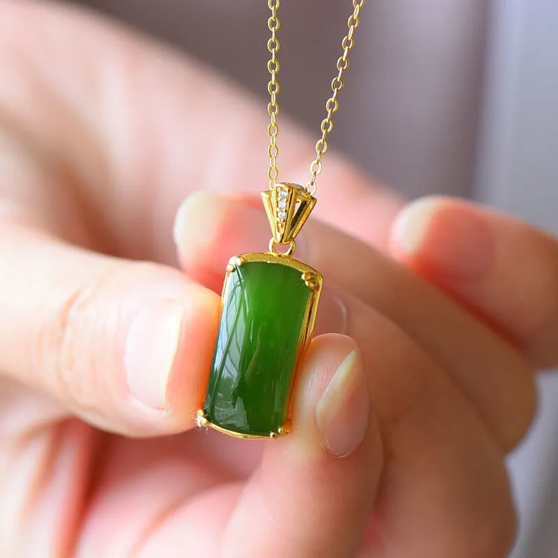 New product inlaid natural Hetian jasper pendant necklace