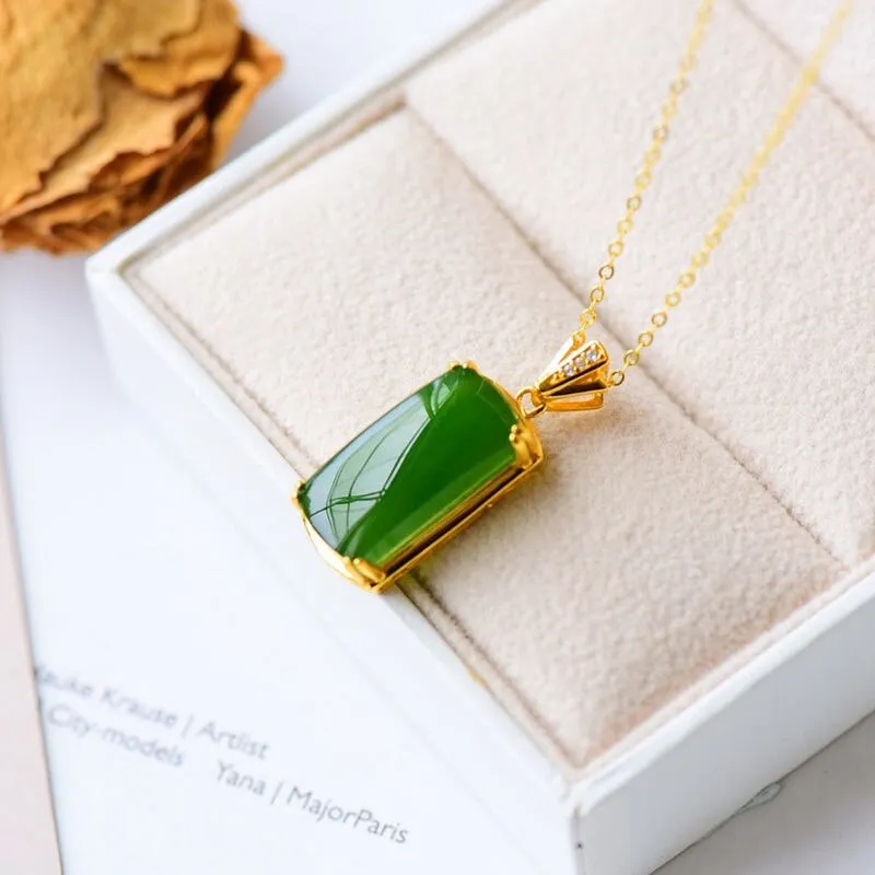 New product inlaid natural Hetian jasper pendant necklace