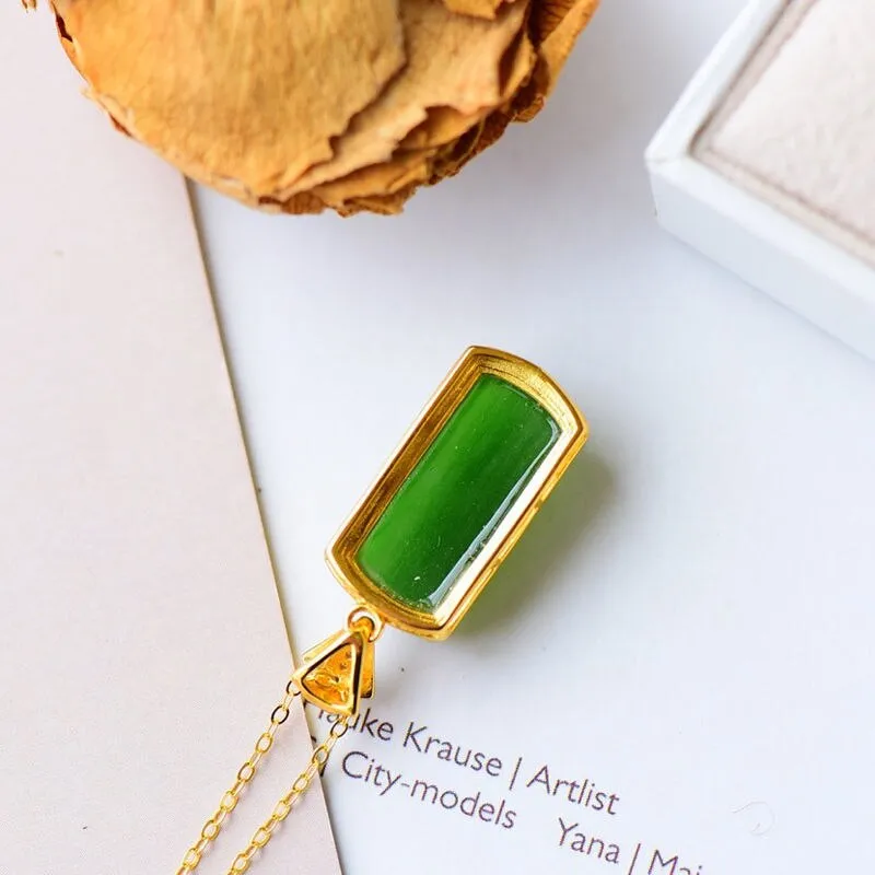 New product inlaid natural Hetian jasper pendant necklace