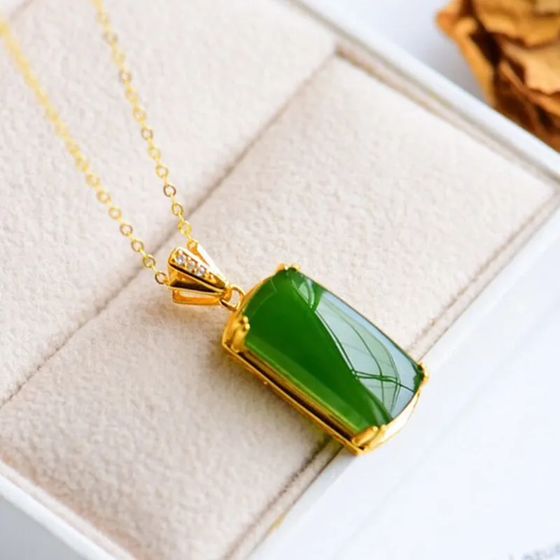 New product inlaid natural Hetian jasper pendant necklace