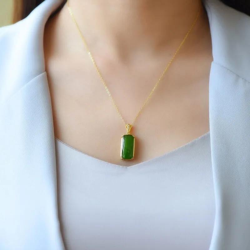 New product inlaid natural Hetian jasper pendant necklace