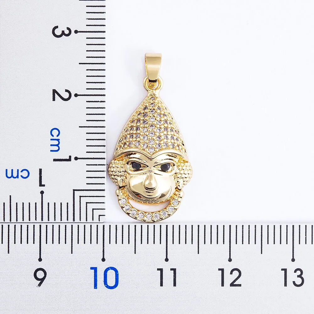 New Trendy Cute Animal Monkey Cubic Zirconia Pendant Relief Chain Necklace Women