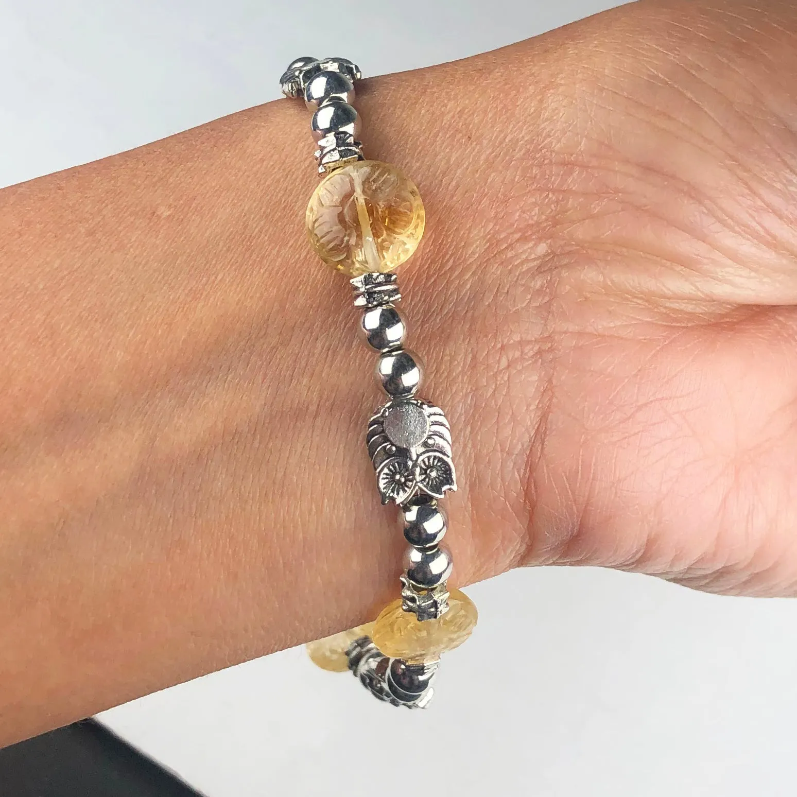 One of a kind Yellow Citrine Healing Bracelet  Adjustable