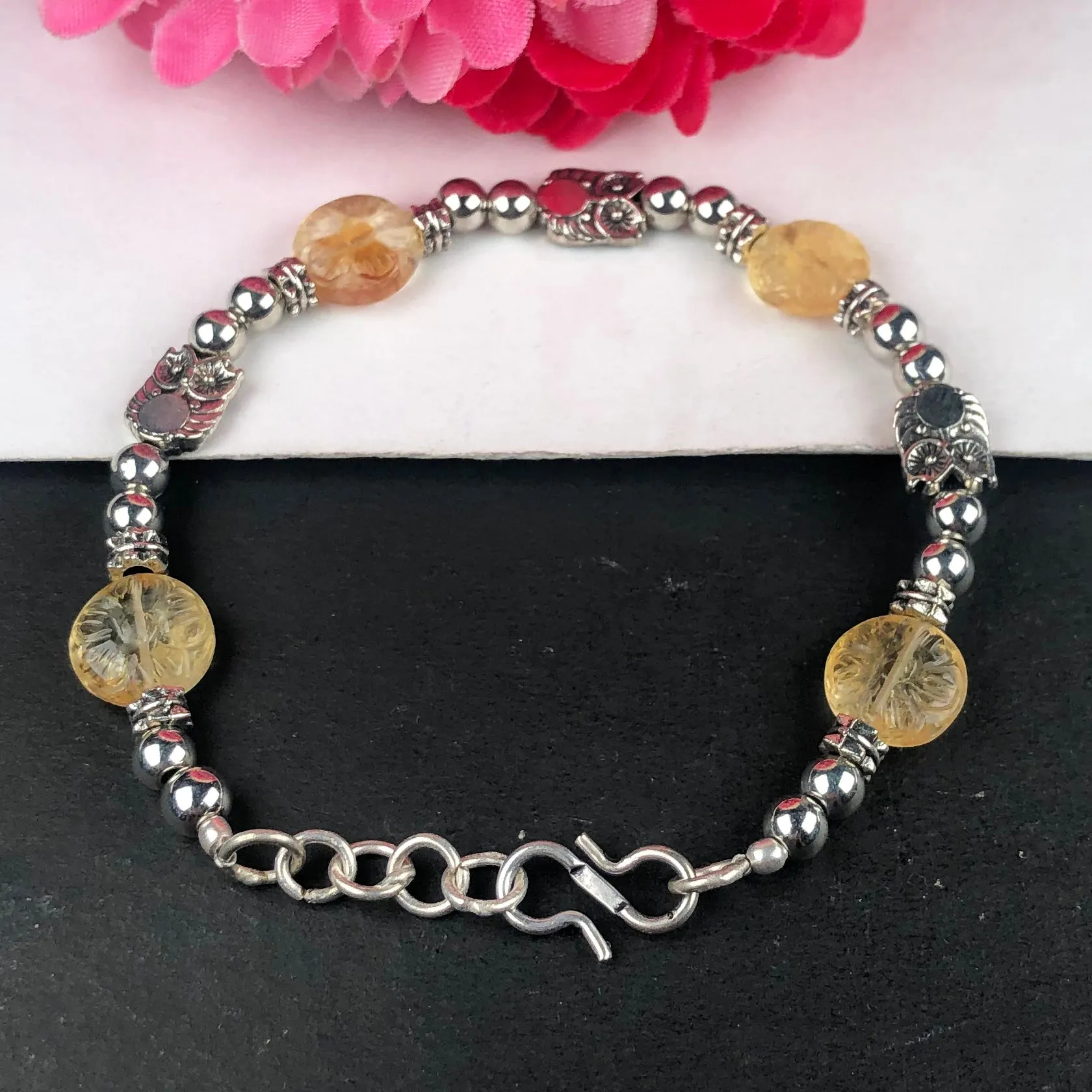 One of a kind Yellow Citrine Healing Bracelet  Adjustable