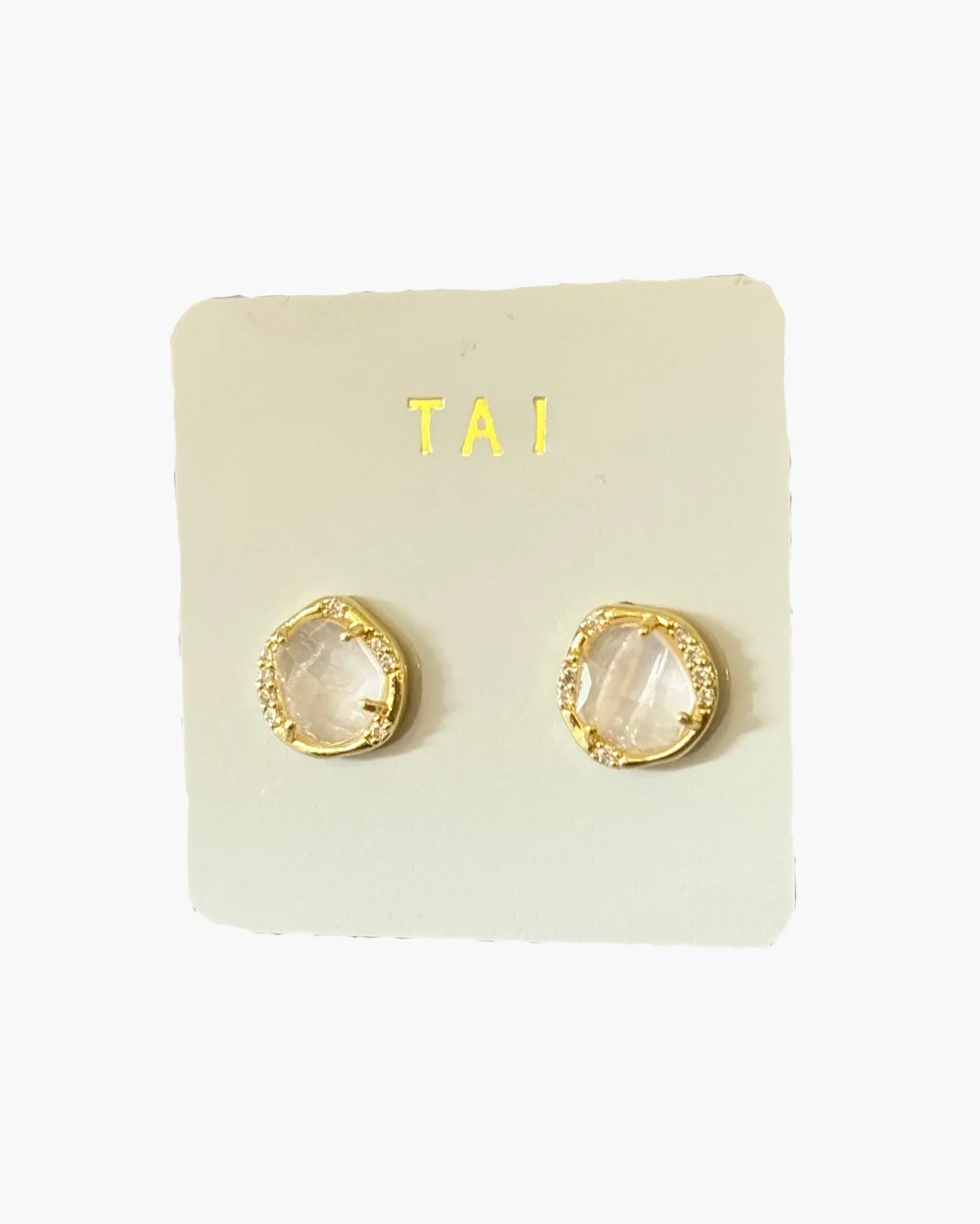 ORGANIC STONE STUD IN ROSE QUARTZ