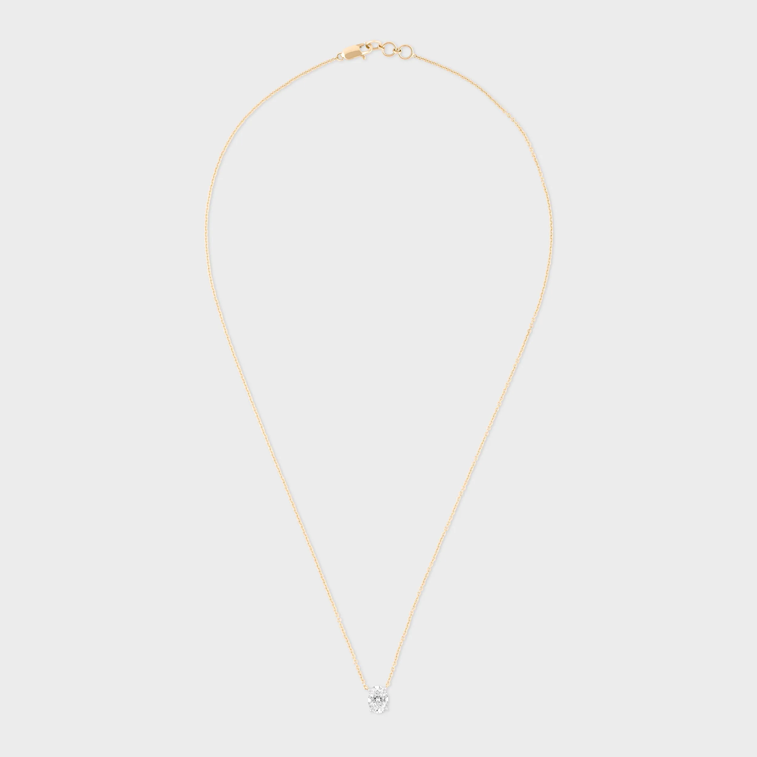 Oval 1.00 Carat Solitaire Lab-Grown Diamond Double Hook Pendant Chain | SKU : 0003331965