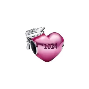 Pink 2024 Graduation Heart Charm