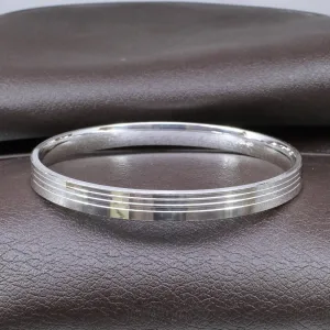 Real Sterling Pure Silver Men's Bangle Bracelet - 6.7 CM