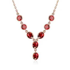 Red Necklace for Women-  Gold Tone