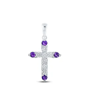 Regal Amethyst Diamond Cross Pendant