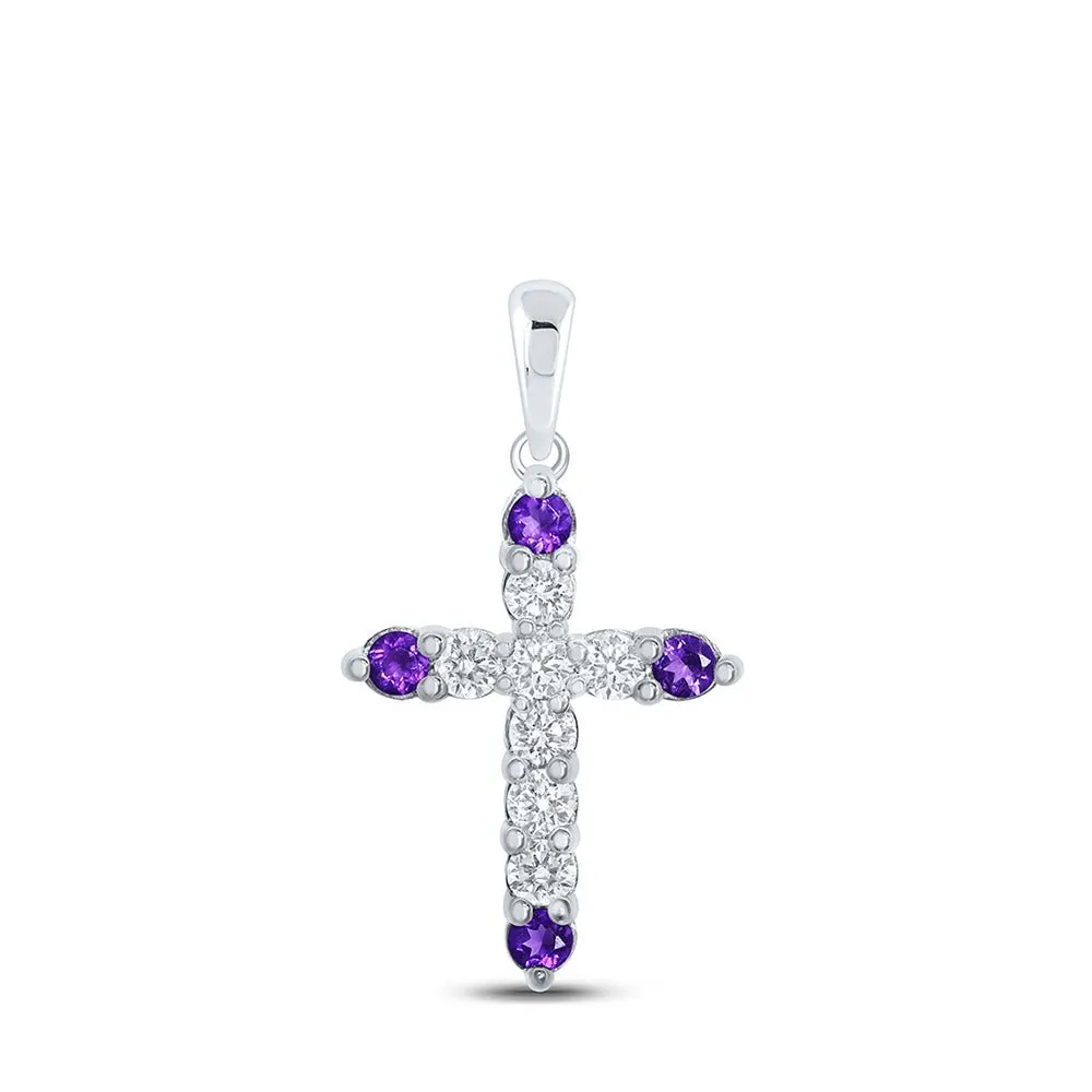 Regal Amethyst Diamond Cross Pendant